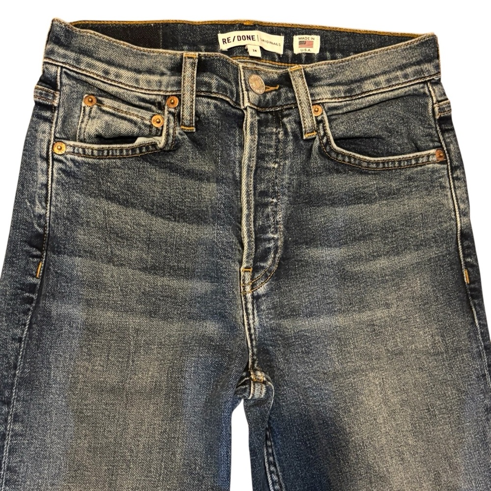 RE/DONE Jeans Size 24 Originals 90s High Rise Ankle Crop Mid-70s Wash Made USA - Picture 3 of 16